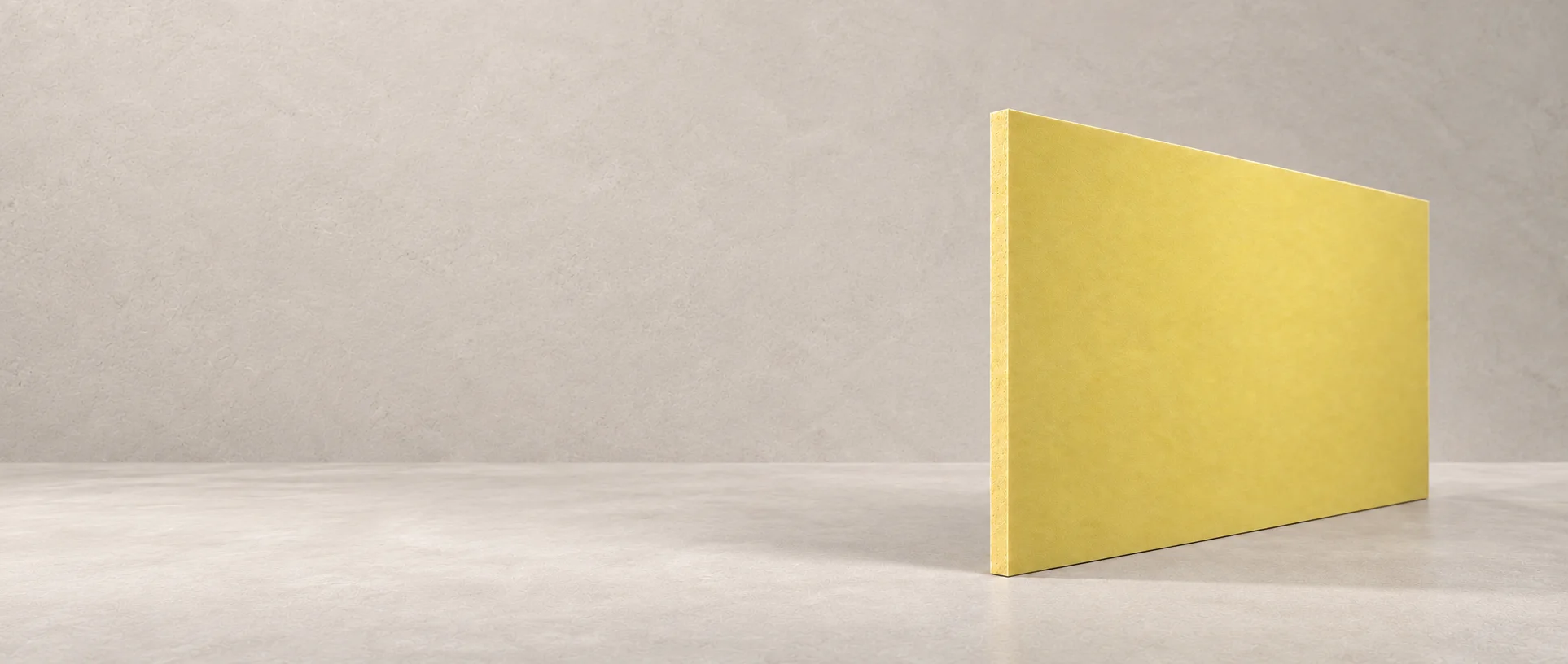 A smooth-sanded mineral core board with a dense yellow core